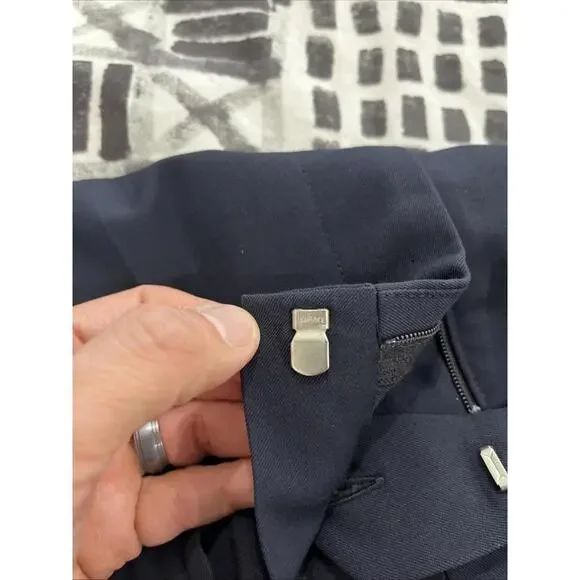 VTG GIANNI VERSACE COUTURE MENS DRESS PANTS NAVY BLUE 34x31 ITALY WOOL VGC!
